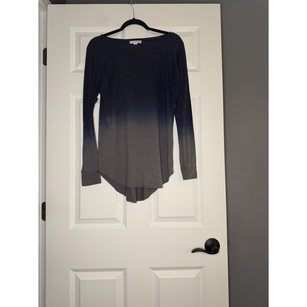 Treasure And Bond Curved Hem Ombré Top Long Sleeve Large